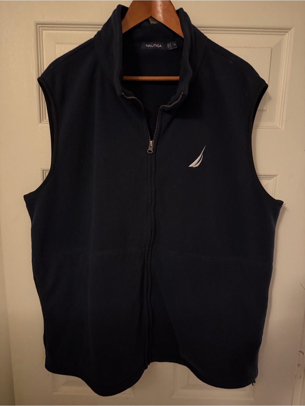 Nautica Men’s Dark Navy Fleece Zip Vest with Sail Logo